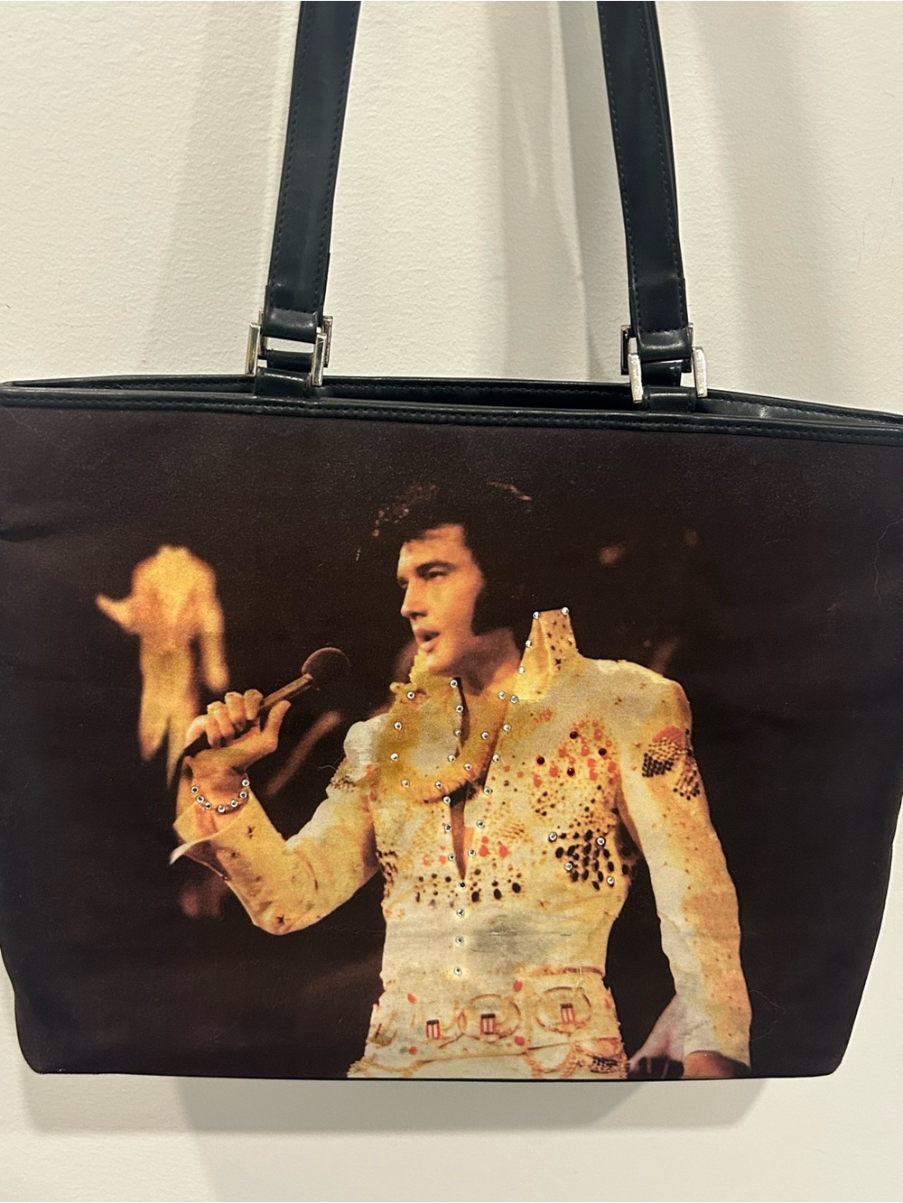 Elvis Presley Black Printed Bag with Iconic Stage Portrait